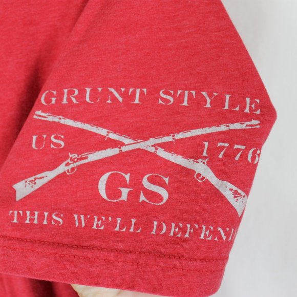 GRUNT STYLE T-Shirt Mens Size Large Red American Flag Short Sleeve Cotton Crew - Picture 7 of 10